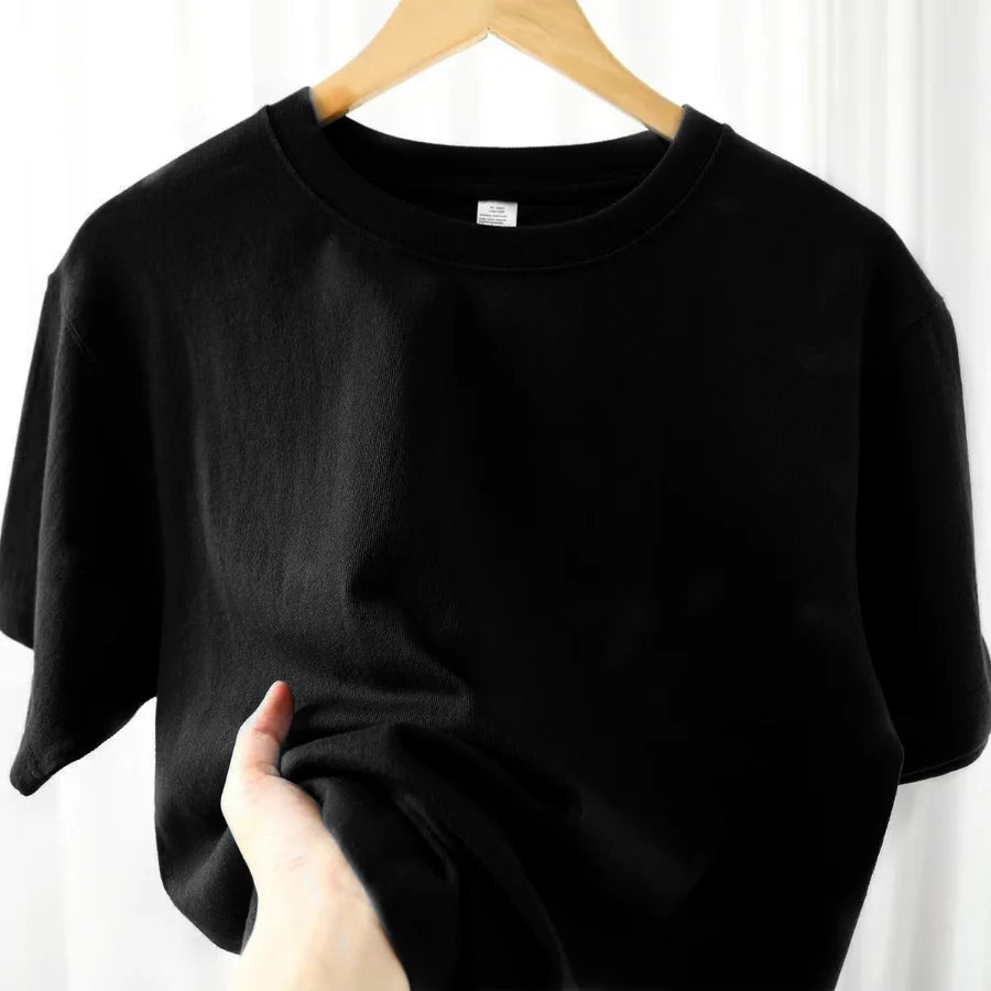 100% Cotton T-shirt Men Women Solid Color O Neck Short-sleeved Tops Summer Korean Loose Half-sleeve T Shirt Unisex M-4XL Quick Pick Grocers