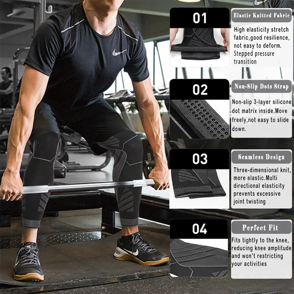 BraceTop Long Leg Compression Sleeves,Full Leg Sleeve Long Knee Brace Knee Support Protect Basketball,Football, Knee Pain Relief Quick Pick Grocers