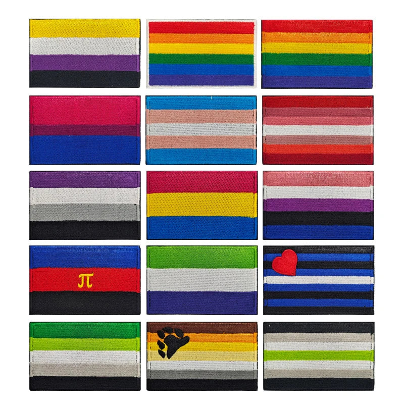 Rainbow Flag Embroidered Patch Pride Gay LGBT Tactical Applique for Clothes Hat Military Emblem with Hook and Loop Quick Pick Grocers