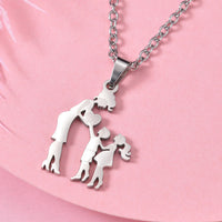 Girls Boy Children Stainless Steel Family Necklaces Mama Pendants Necklace Birthday Gifts For Women Jewelry Mother's Day Jewelry Quick Pick Grocers