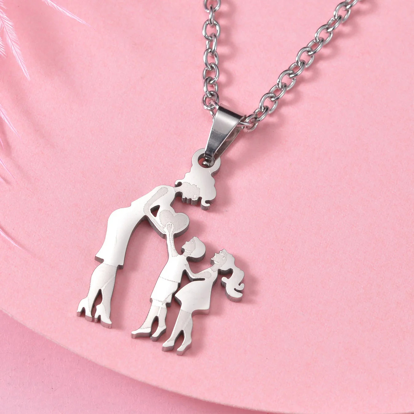 Girls Boy Children Stainless Steel Family Necklaces Mama Pendants Necklace Birthday Gifts For Women Jewelry Mother's Day Jewelry Quick Pick Grocers