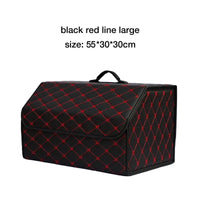 Car Trunk Organizer Box, Large Capacity, Auto Multiuse Tools, Storage Bag, Stowing, Tidying, Leather, Folding for Emergency Quick Pick Grocers