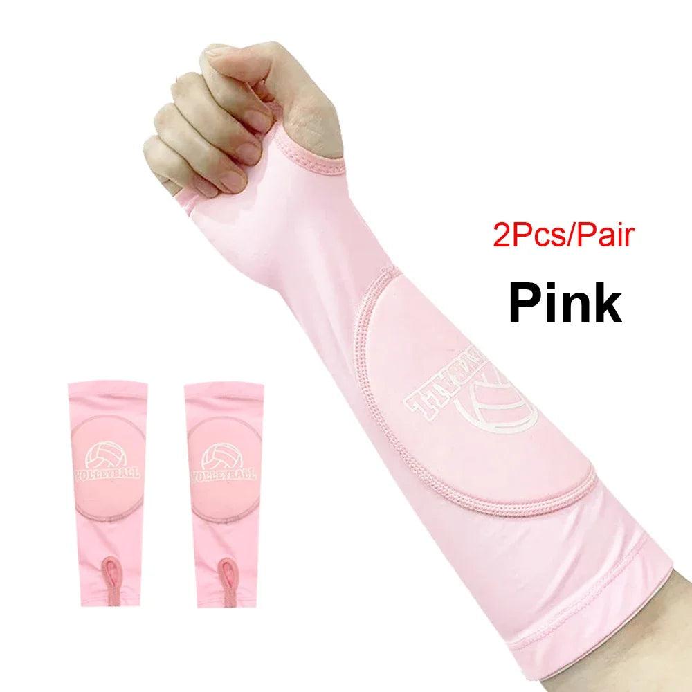Kids/Adults Volleyball Arm Sleeves Passing Hitting Forearm Sleeves with Protection Pads and Thumb Hole Padded Volleyball Sleeves Quick Pick Grocers