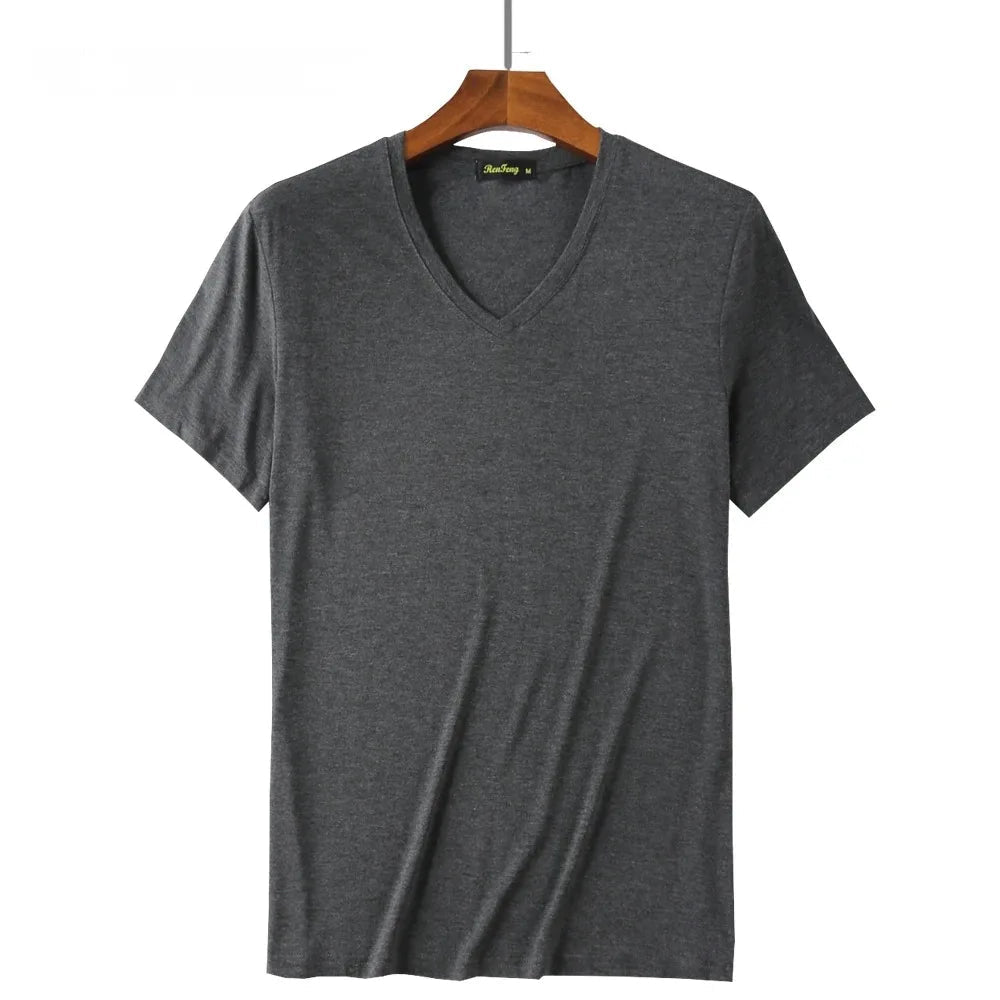 2 Packs Bamboo Fiber Round Neck T-shirts Short Sleeve Classic Tees Sweat-absorbent Gym Man Undershirt Solid Color Tee Black New Quick Pick Grocers