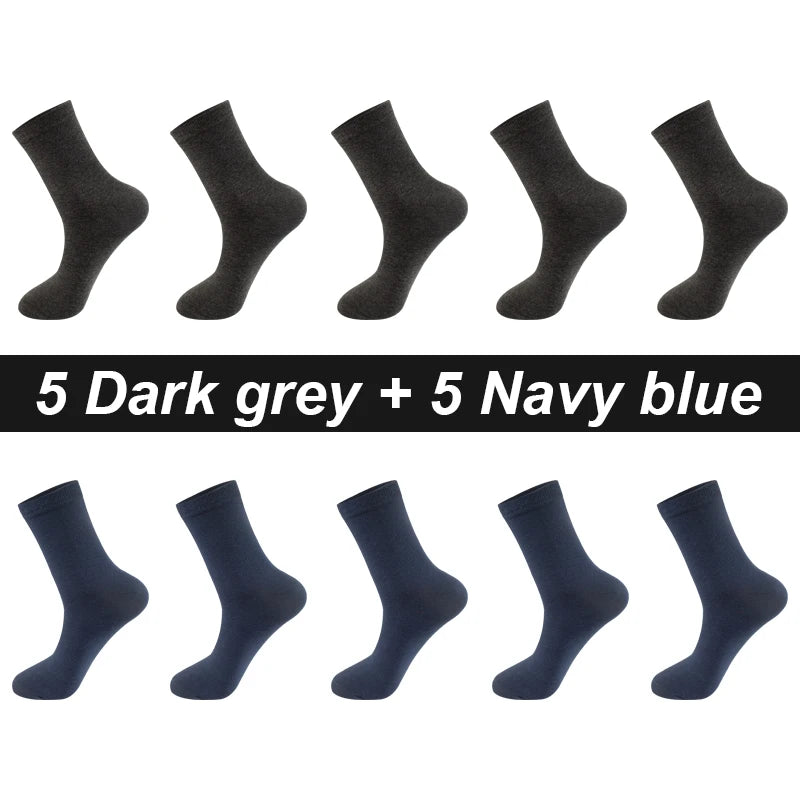 10Pairs/Lot Men Combed Cotton Socks Black Casual Business Breathable High Quality Man Sock New For Male Plus Size EU38-48 Quick Pick Grocers