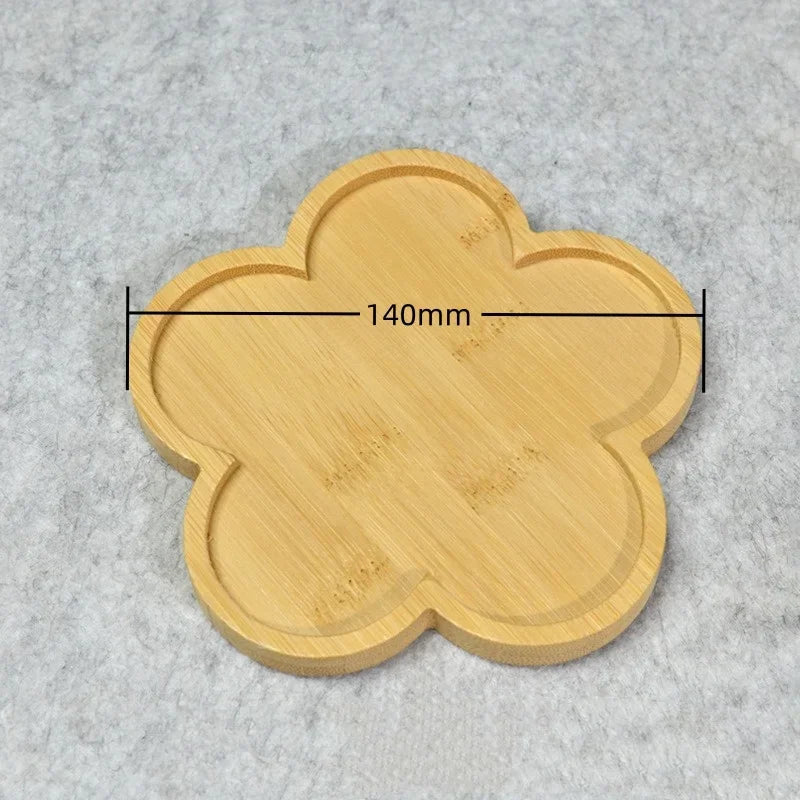 Multi Bamboo Tray Wood Saucer Flower Pot Tray Cup Pad Coaster Plate Kitchen Decorative Plate Creative Coaster Coffee Cup Mat Quick Pick Grocers