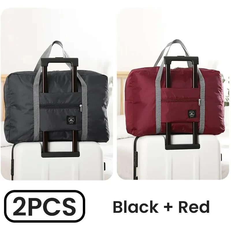 2 Pack Foldable Travel Duffel Bag for Airlines Carry on Bag Weekender Overnight Hospital Tote Bag Gym Duffel Bag Women Men Quick Pick Grocers