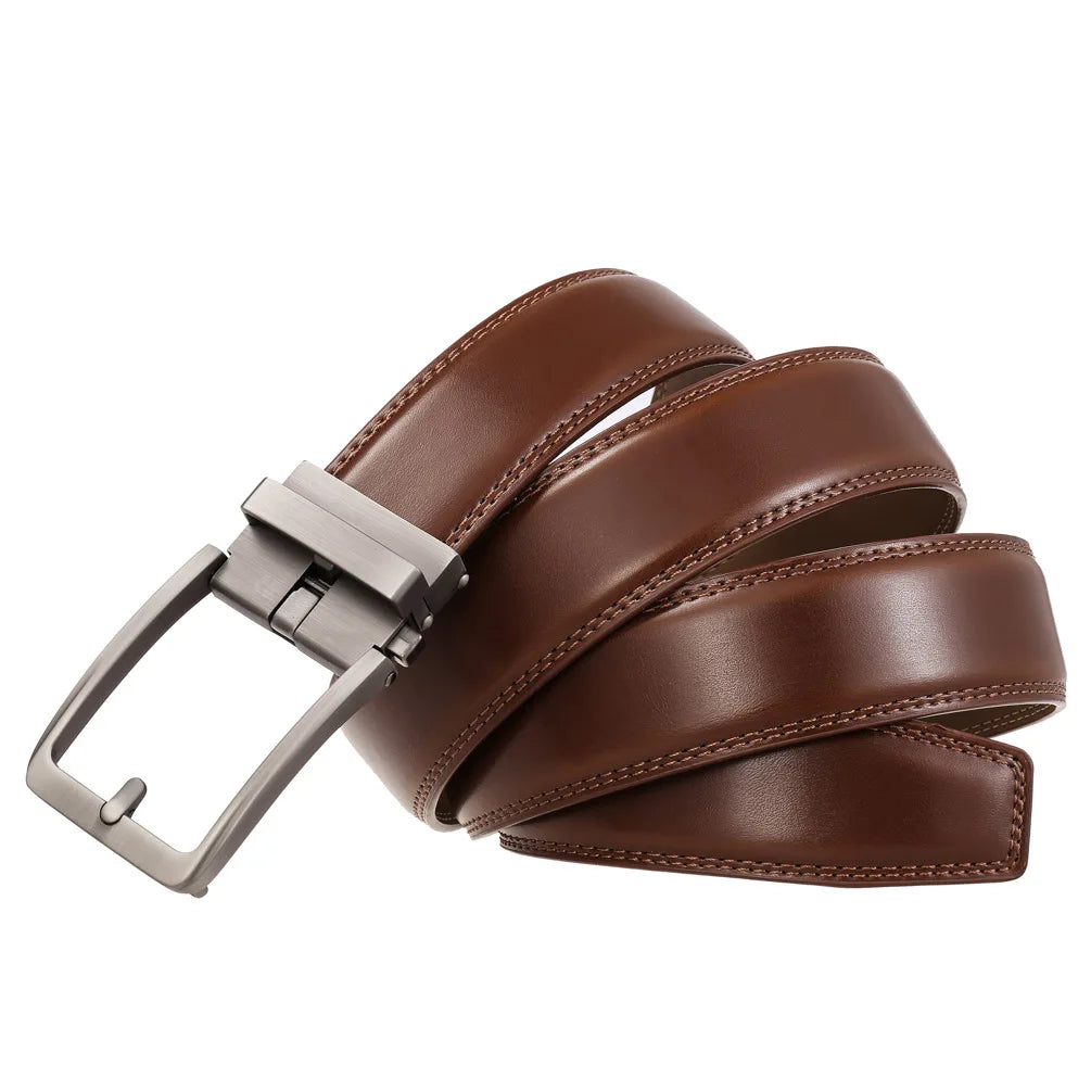 Men's Leather Belts Fashion Automatic Buckle Cowskin Male Belts Luxury Designer Black Brown 3.5cm Quick Pick Grocers