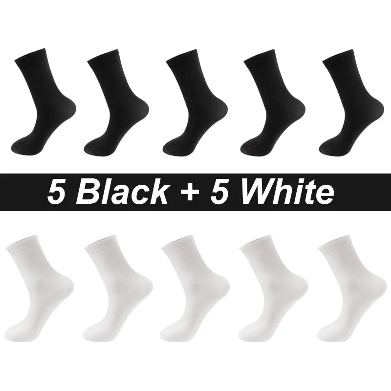 10Pairs/Lot Men Combed Cotton Socks Black Casual Business Breathable High Quality Man Sock New For Male Plus Size EU38-48 Quick Pick Grocers