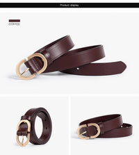 BEAUTODAY Belt Women Genuine Cow Leather Metal Oval Buckle Retro Simple Solid Ladies Jeans Dress Waistband Handmade 91012 Quick Pick Grocers