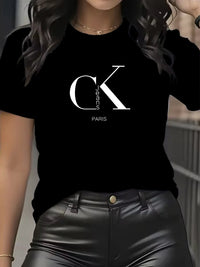 Summer luxury brand fashion cartoon letter print crew collar clothing short sleeve T-shirt  trend women's summer Y2K top Quick Pick Grocers