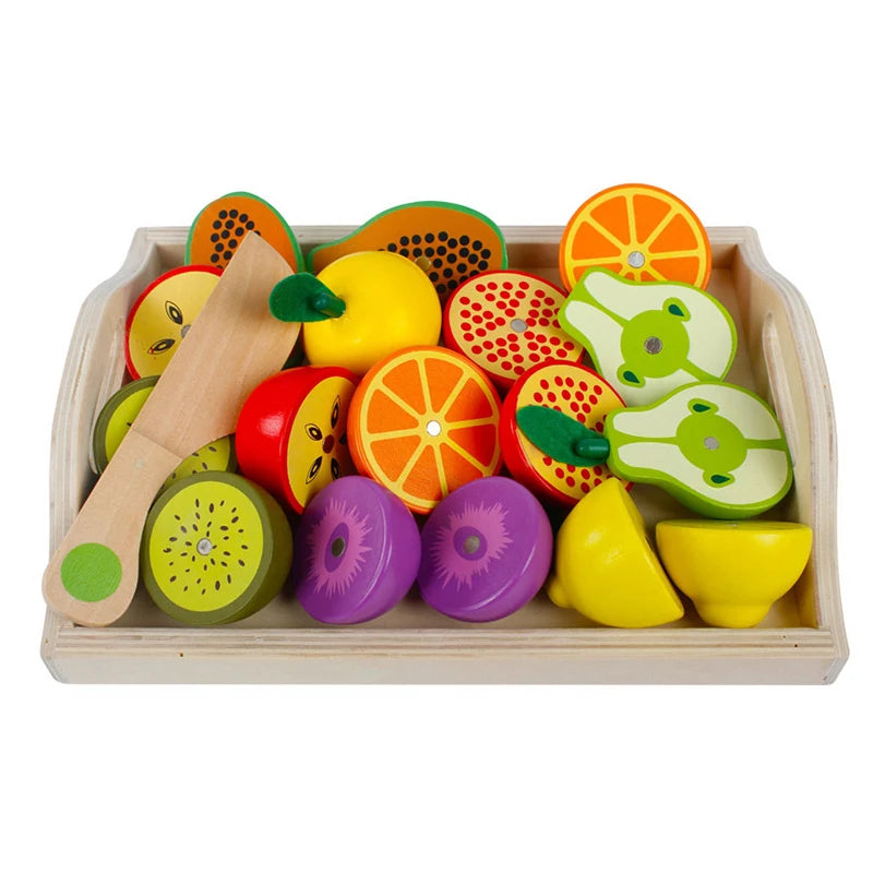 Simulation Kitchen Pretend Toy Wooden Classic Game Montessori Educational Toy For Children Kids Gift Cutting Fruit Vegetable Set Econic Blanks