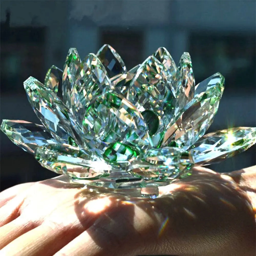 Feng shui Quartz Crystal Lotus Flower Crafts Glass Paperweight Ornaments Figurines Home Wedding Party Decor Gifts Souvenir Quick Pick Grocers
