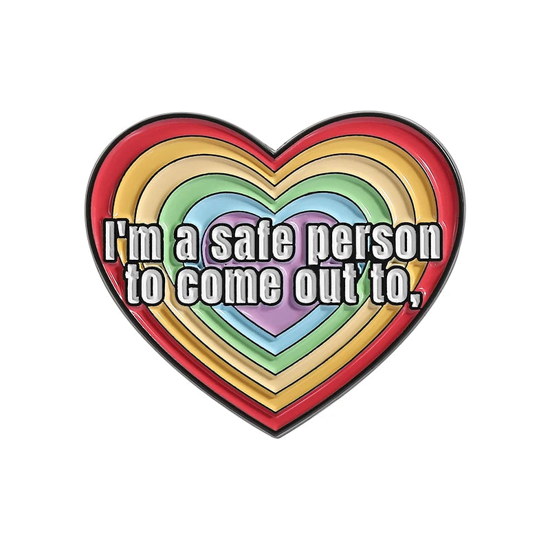 LGBTQ Pride Collect You Are Safe With Me Enamel Pins Rainbow Spaceship UFO Shield Cat Brooches Lapel Badges Jewelry Lover Gifts Quick Pick Grocers