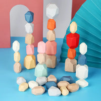 Wooden Sorting Stacking Rocks Stones Sensory Toddler Toys Learning Montessori Toys Building Blocks Game for Kids Birthday Gifts Purest Peak