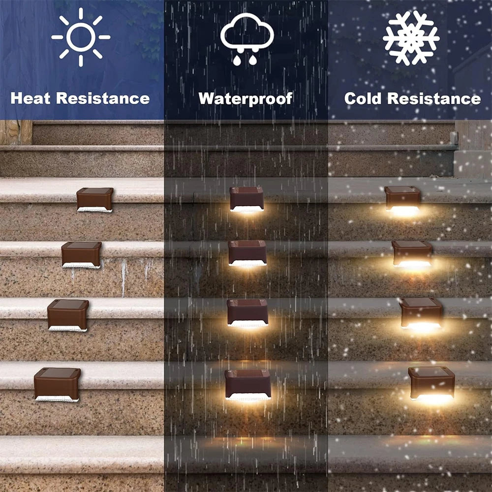 Warm White LED Solar Step Lamp Path Stair Outdoor Garden Lights Waterproof Balcony Light Decoration for Patio Stair Fence Light Econic Blanks