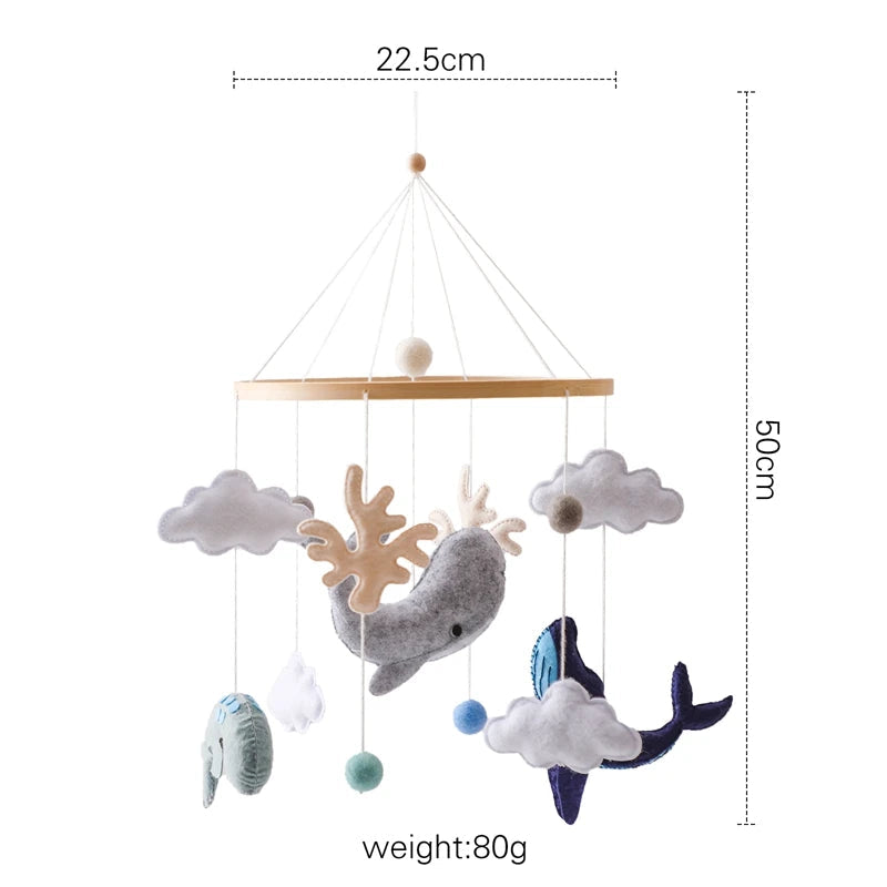 Baby Wooden Bed Bell Cartoon Rabbit Mobile Hanging Rattles Toy Hanger Crib Mobile Bed Bell Wood Toy Holder Arm Bracket Kid Gifts Purest Peak