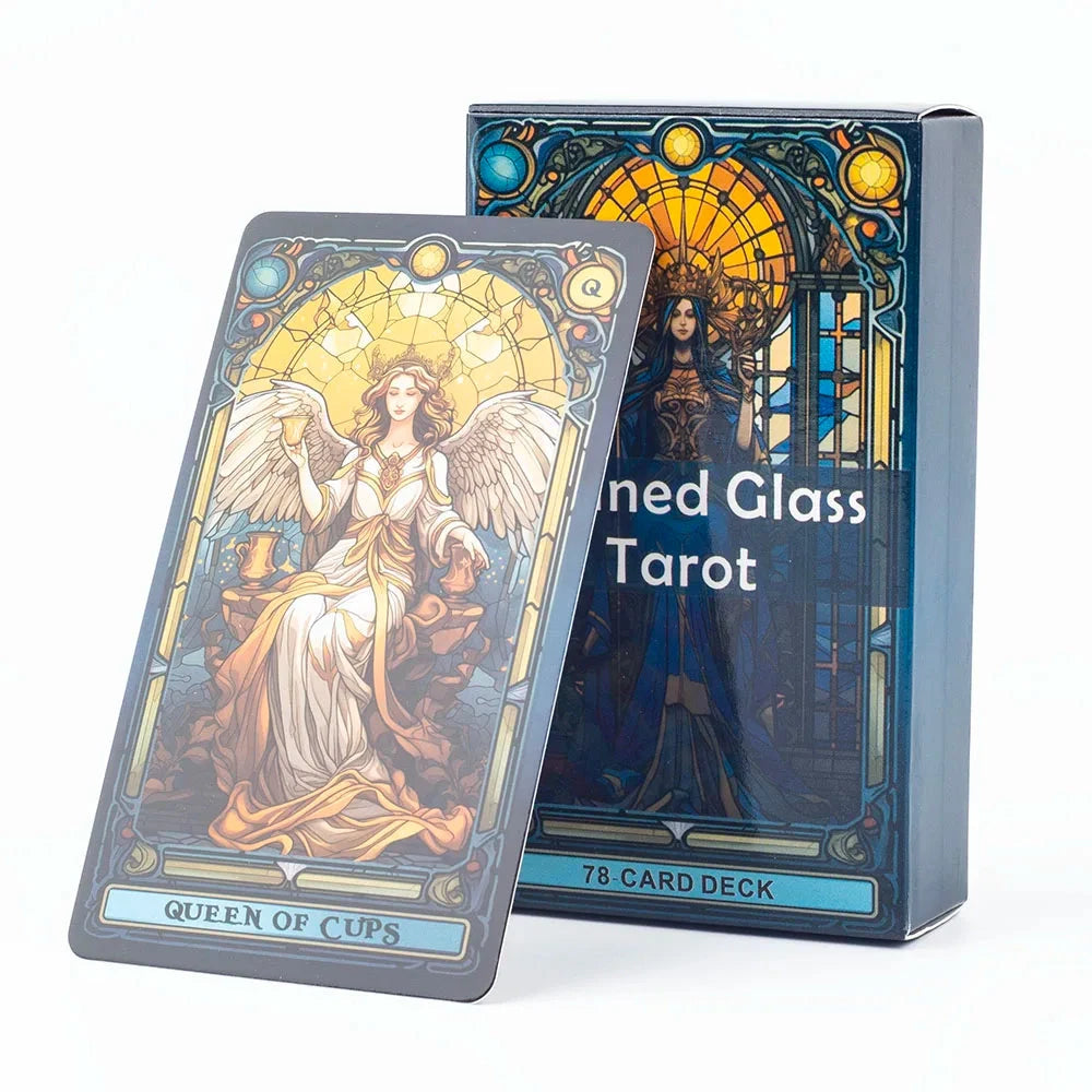 Stained Glass Tarot A 78-Card Deck Leisure Entertainment Game Card Family Gathering Divination Board Playing Games 10.3*6Cm Econic Blanks