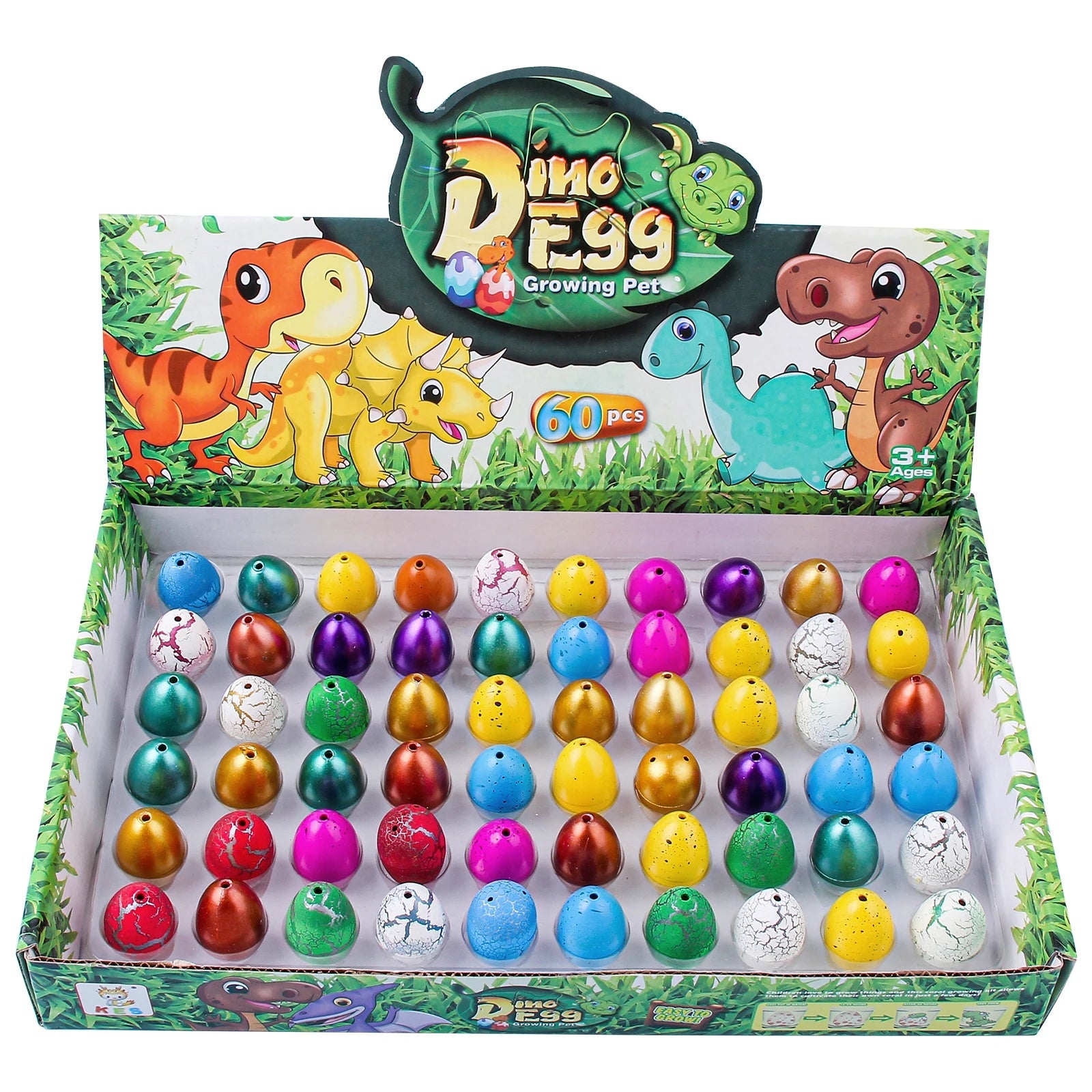 Sunpao 60pcs Magic Dinosaur Eggs Hatching in Water Growing Dinosaur Egg Animal Breeding Educational Toys for Children Kids Gifts Quick Pick Grocers