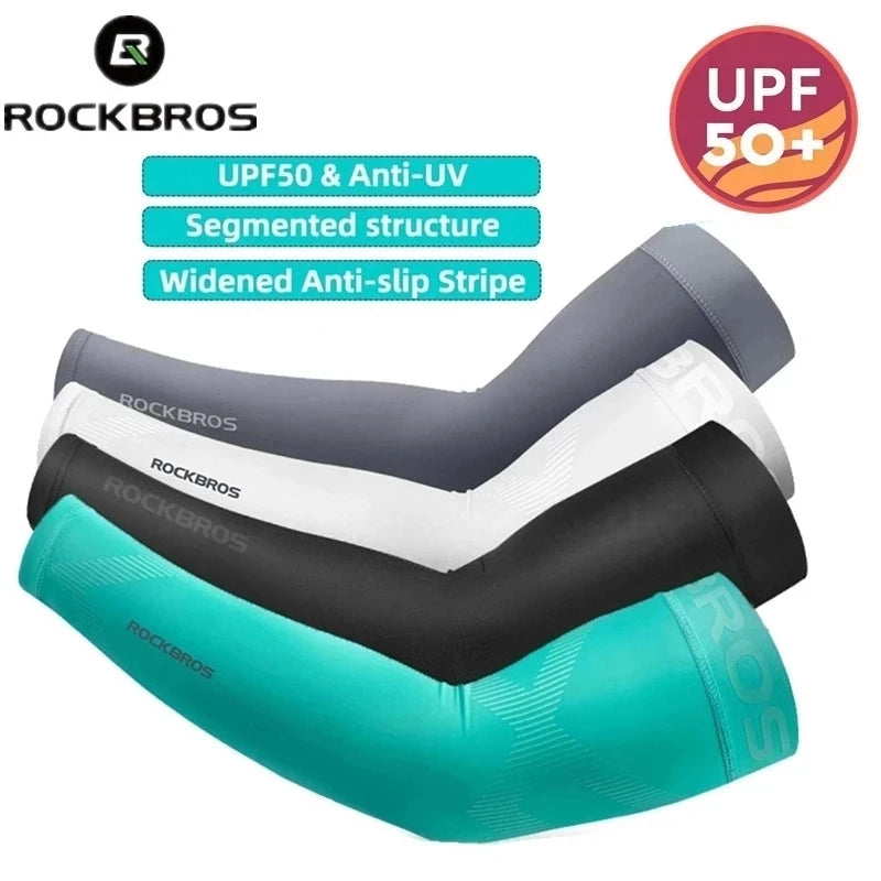 ROCKBROS  Arm Sleeve Breathable Quick Dry UV Protection Cycling Sport Sleeve Ice Fabric Sunscreen Sports Wear Fitness Arm Sleeve Quick Pick Grocers