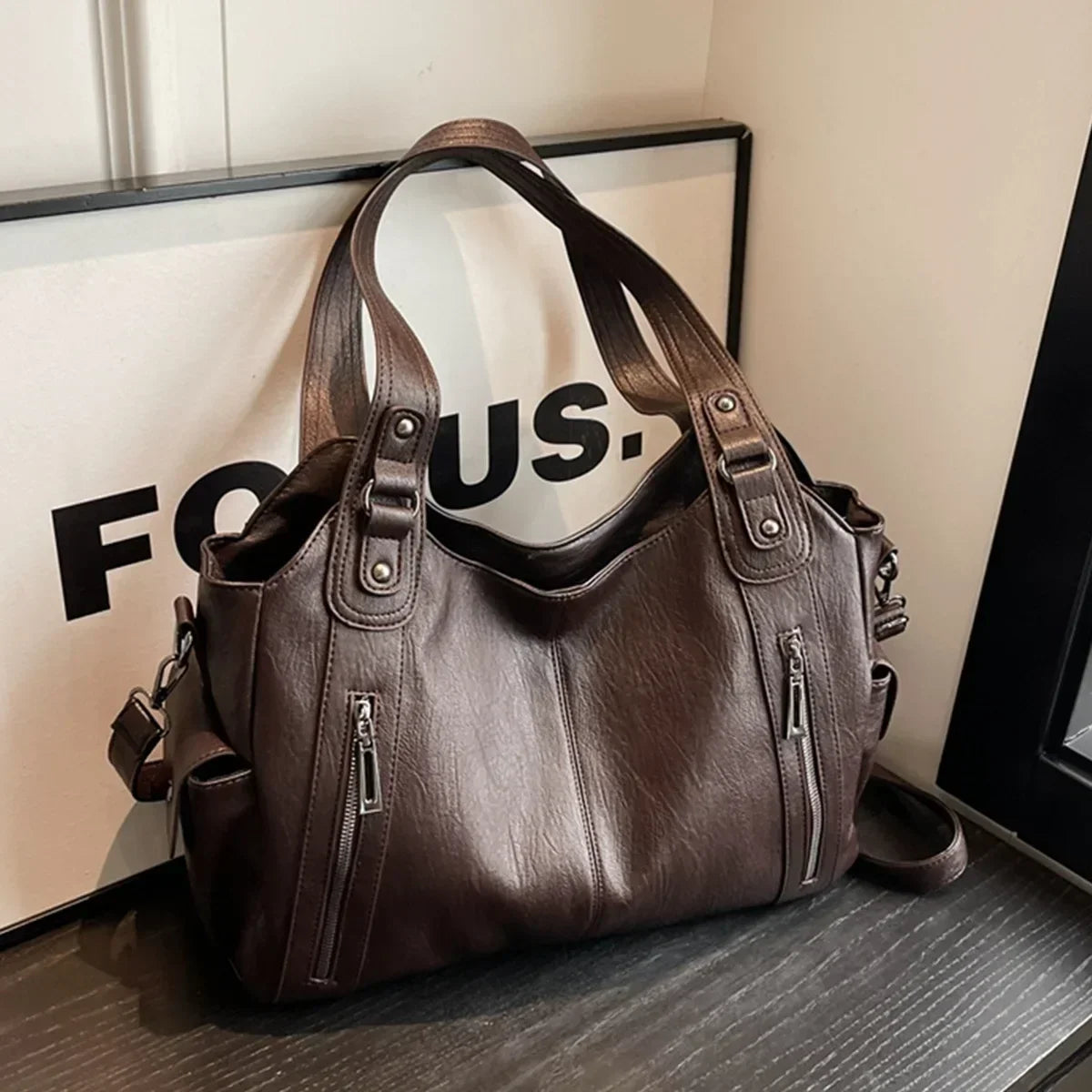 Soft Interior Compartment Shoulder Bags 2026 High Quality Contrasting Colors Bags for Women Fashion Zipper Pu Women's Handbags Quick Pick Grocers