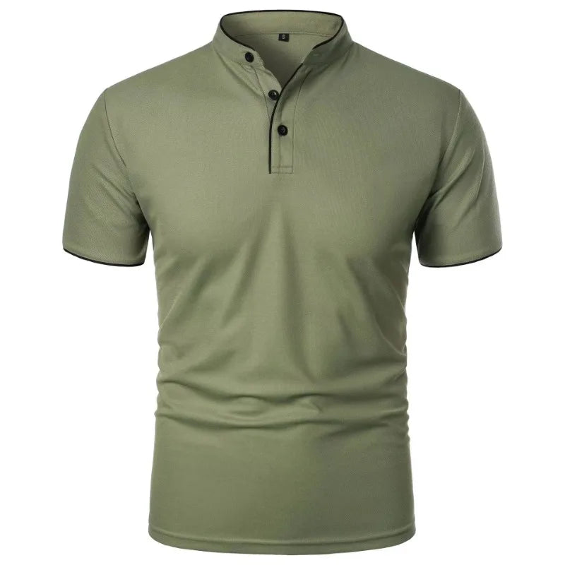 New Men's Short Sleeve Collar Polo Shirts Summer Solid Color Casual Polo Shirt Trendy Breathable Loose Basic Splice Oversize Top Quick Pick Grocers