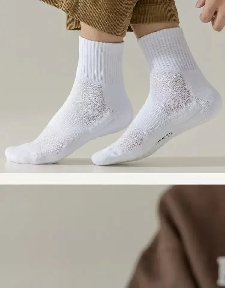 10pairs HLHYX Socks Men's Cotton Deodorant Winter Towel Bottom with Mid-tube White Stockings Thickened Sports Basketball Socks Quick Pick Grocers