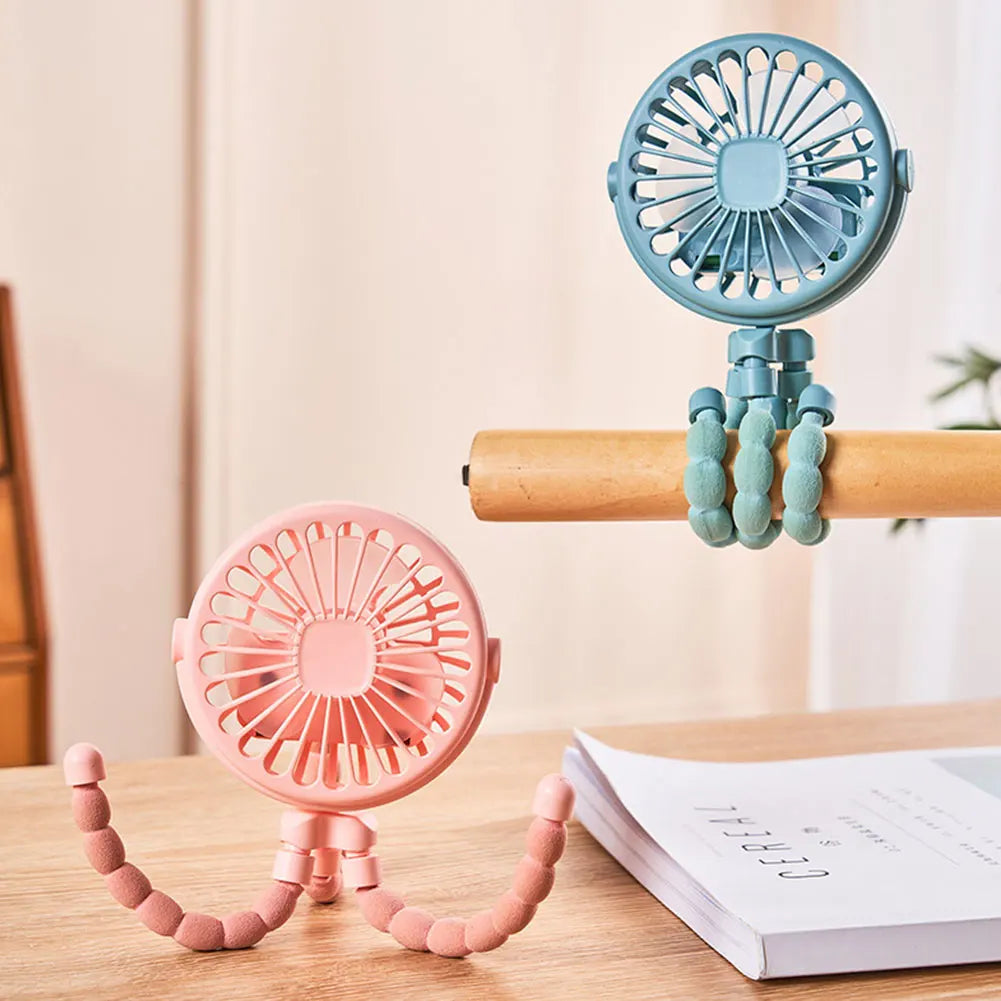 Baby Stroller Fan with Flexible Tripod Portable Handheld Fan USB Charging Mini Desk Cooling Fan 500mAh for Baby Stroller Student Quick Pick Grocers