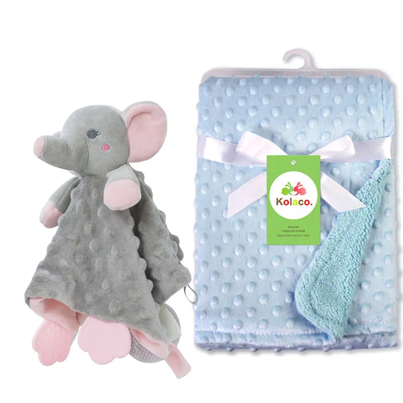 Personalized Newborn Baby Blanket with Name Custom Stroller Sleeping Dolls Animal Security Towel Gift Set for Baby Shower Gifts Purest Peak