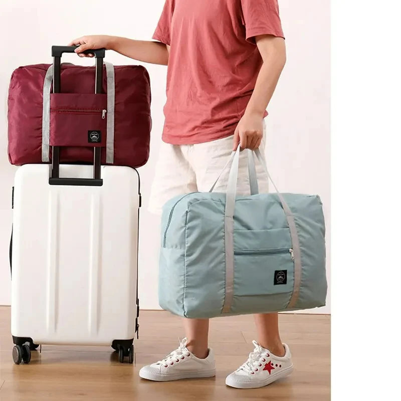 2 Pack Foldable Travel Duffel Bag for Airlines Carry on Bag Weekender Overnight Hospital Tote Bag Gym Duffel Bag Women Men Quick Pick Grocers