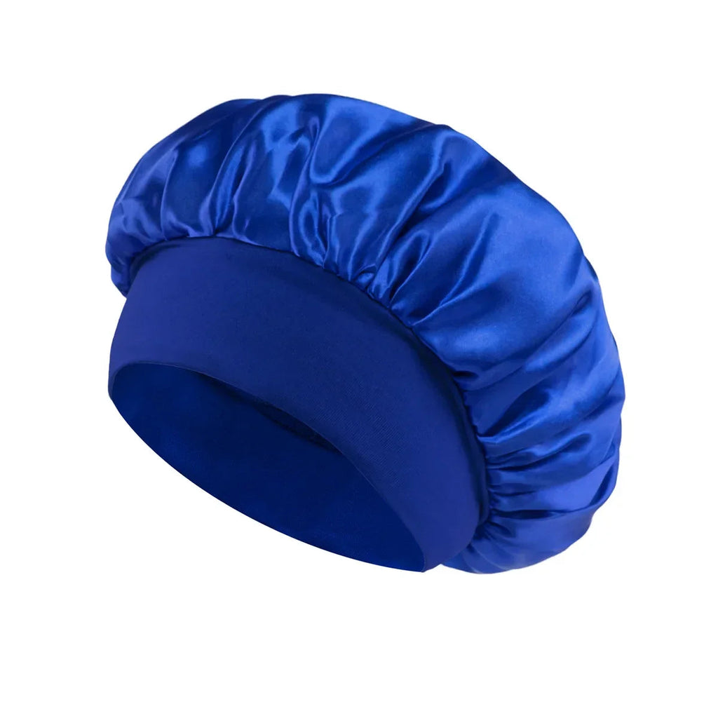 Women Satin Bonnet Hair Bonnet for Sleeping Hair Care Silk Bonnets Solid Wide-brimmed Sleeping Hat with Elastic Soft Band Econic Blanks