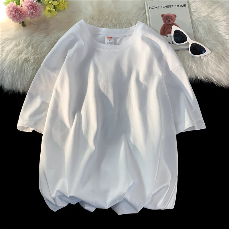 Oversized Summer Short Sleeve Men's T Shirt New Fashion Solid Loose O-Neck T Shirts Mens Cotton Hip Hop Streetwear Top Tees 5XL Quick Pick Grocers