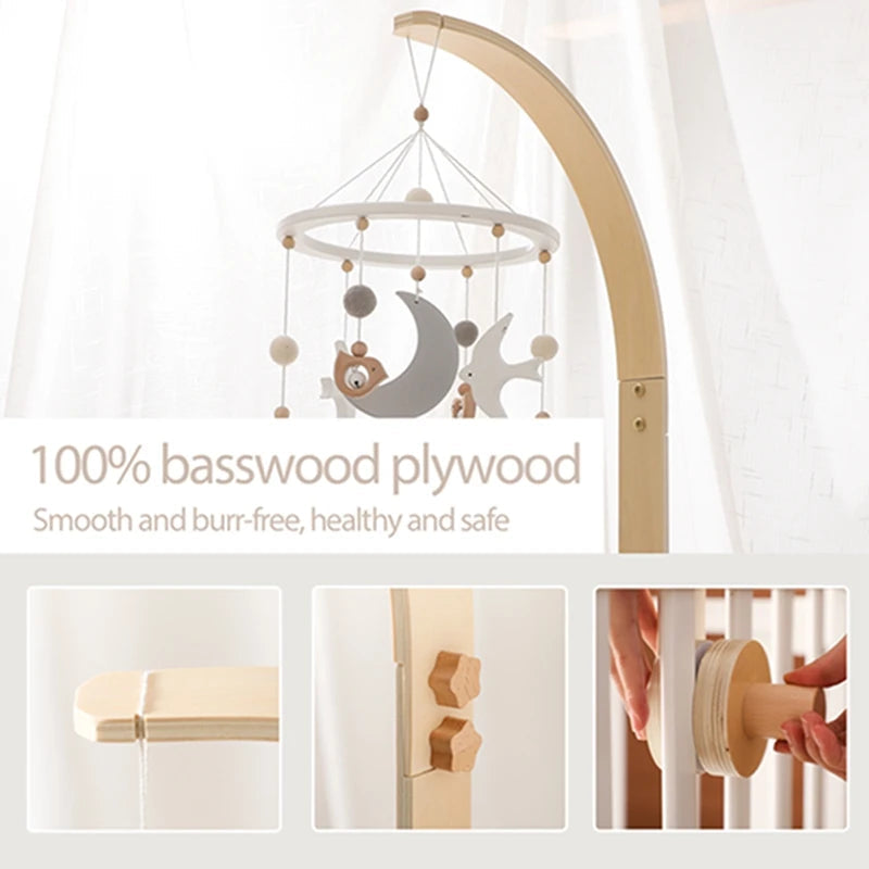 Baby Wooden Bedbell Bracket 0-12 Months Bed Bell Bracket Wooden Mobile Newborn Crochet Bed Bell Hanging Toys Newbaby Rattle Toys Purest Peak