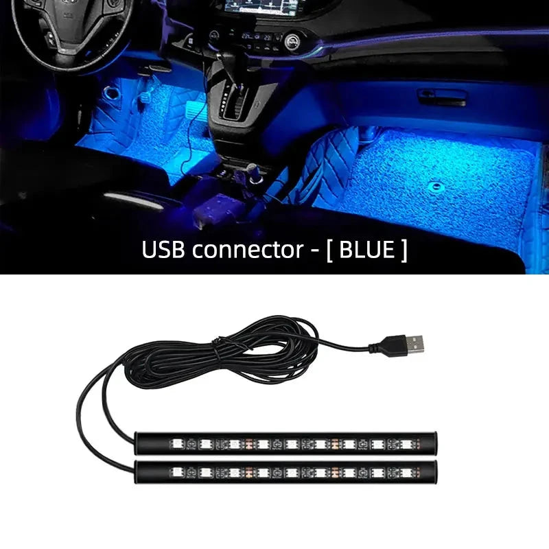 2-in-1 LED Car Neon Interior Light – USB & Cigarette Lighter Footwell Ambient Light, Car Backlight Atmosphere Lamp Accessories Econic Blanks