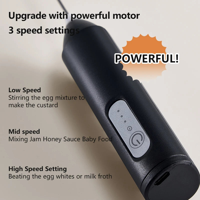 UPGRADED Electric Coffee Frother/MILK Whisk+Egg Beater MINI Food Blender USB Rechargeable Handheld Three Speeds Espresso Tools Quick Pick Grocers