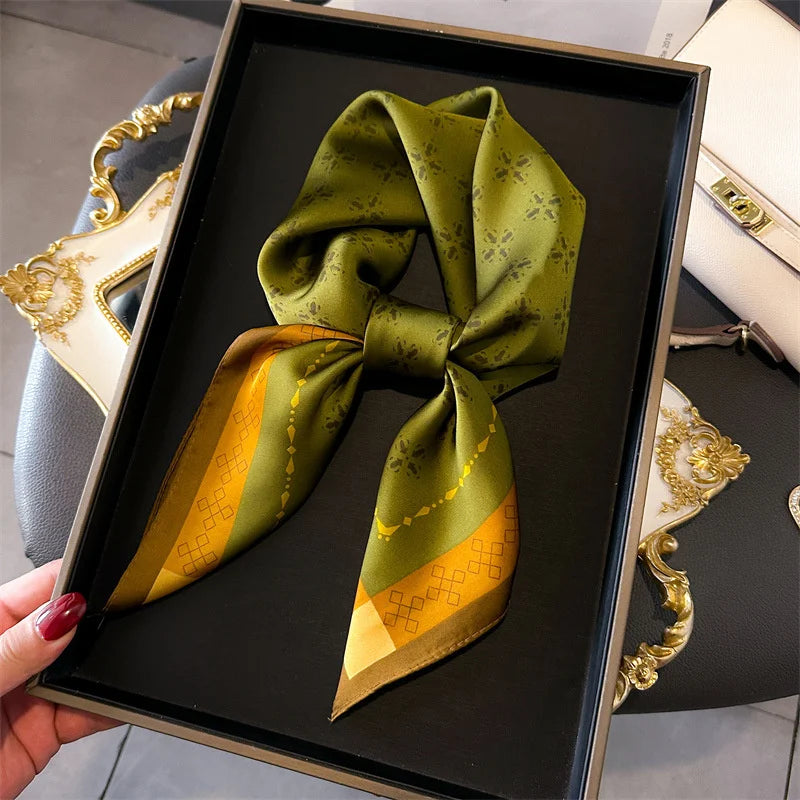 2025 New Fashion 70X70cmPrinted Women's Scarf Pashmina Silk Scarf Square Shawl Decorative Headband Neck Luxury Design Bandana Quick Pick Grocers
