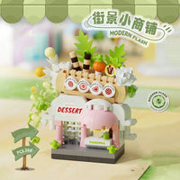 Library Candy Store Street View Coffee Pet Bread Flower Hamburger Small Shop City Building Blocks Fun Street Store Toys Quick Pick Grocers
