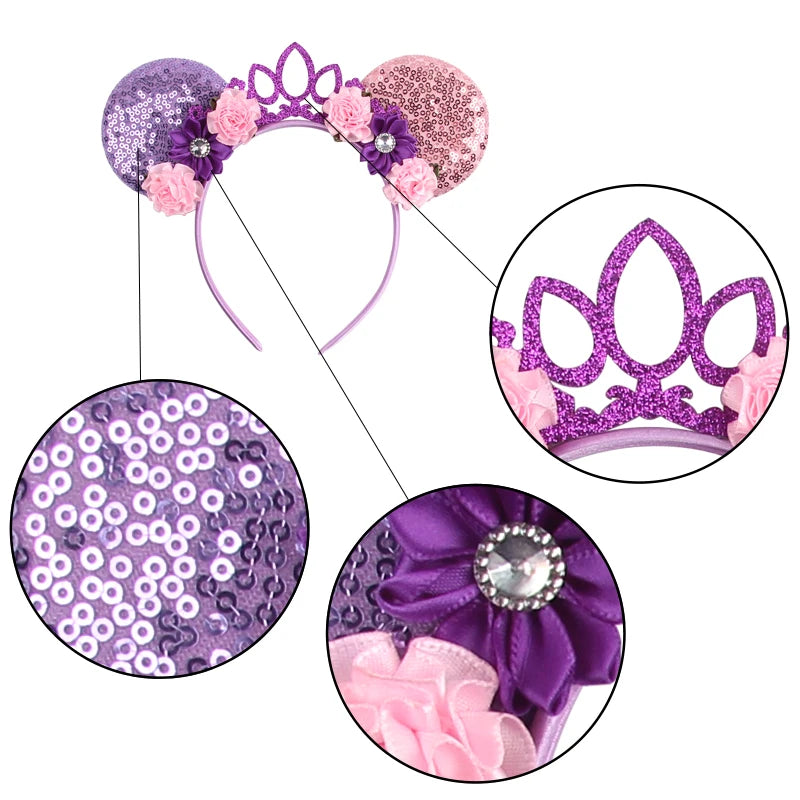 New Christmas Halloween Mouse Ears Headband Cartoon Sequin Bows Headband Birthday Party Princess Cosplay Costume For Women Adult Quick Pick Grocers