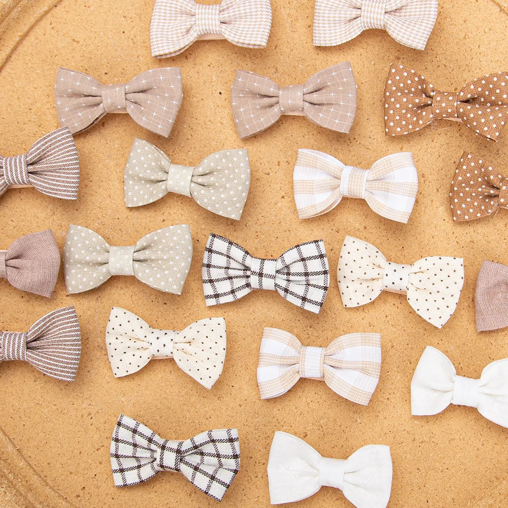 10Pcs/Set Mini Hair Bows Clips Baby Girls Cute Froal Print Plaid Hairbows Checkered Gingham Hairpins Korean Safety Kids Headwear Purest Peak