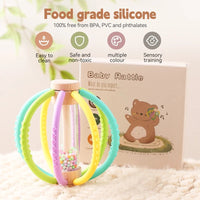 Baby Rattle Toy Wooden Rain Drum With Silicone Baby Sensory Touch Toy Newborn Dental Care Gum Anti-eating Hand Molar Stick Gif Purest Peak
