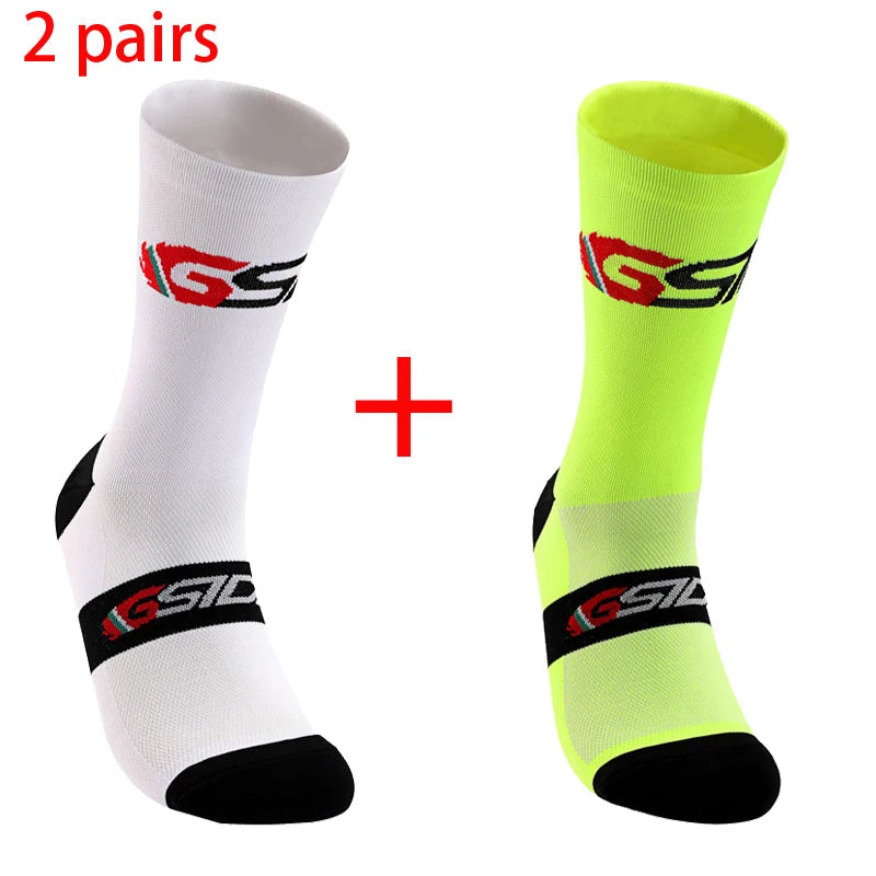 2pairs 2023 New Cycling Socks Bike Nurse Compression Road Bike Running Mtb Knee-high White Sports Funny Brand Black Quick Pick Grocers