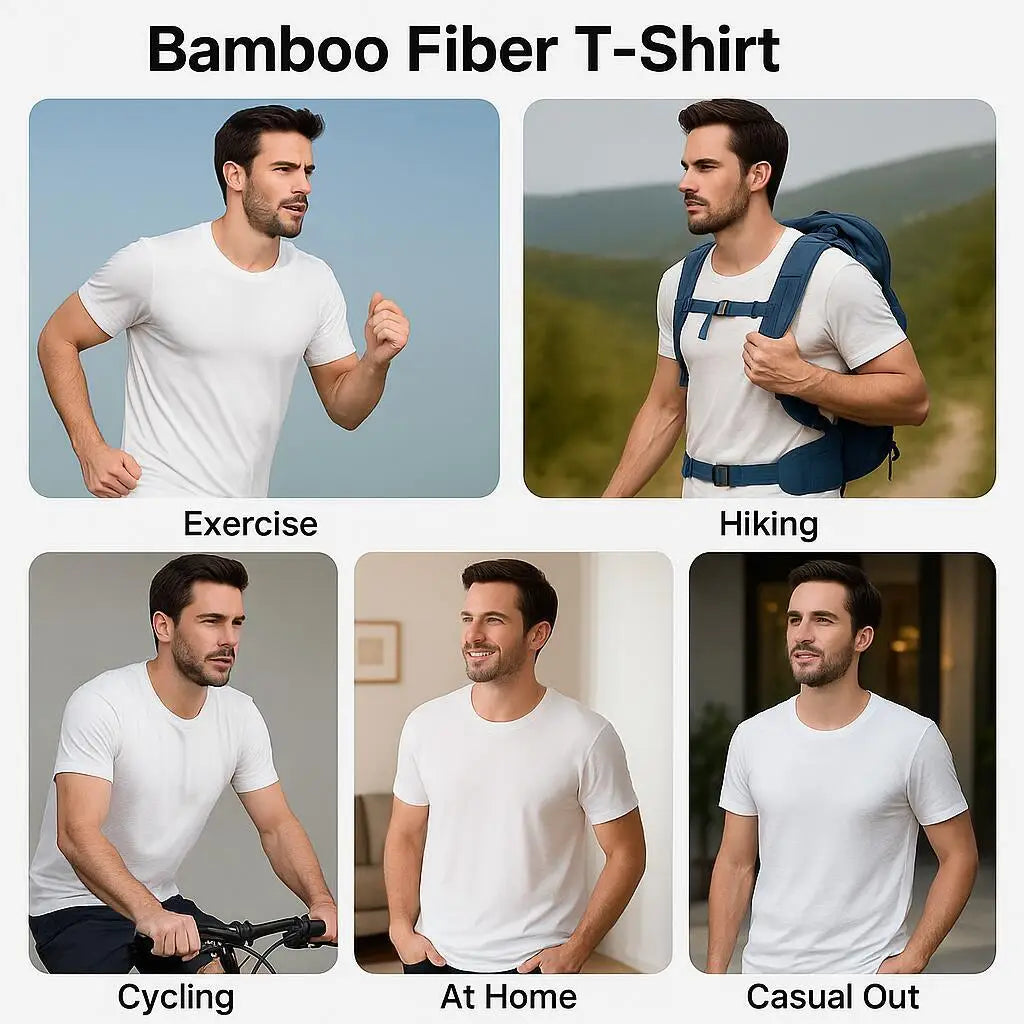 2 Packs Bamboo Fiber Round Neck T-shirts Short Sleeve Classic Tees Sweat-absorbent Gym Man Undershirt Solid Color Tee Black New Quick Pick Grocers