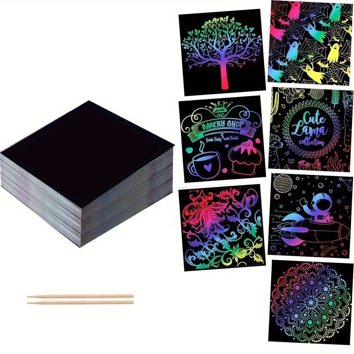 100PCS Rainbow Reveal Craft Kit with Wooden Stylus, Parent-Child Activity Gift for Kids Ages 5-12 (Non-Toxic Coating) Econic Blanks