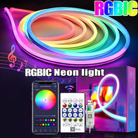 5V RGB+IC Neon Strip Light 1M 2M 3M 5M 10M USB Waterproof Flexible LED Strip Lights With Bluetooth Remote Control For Home Decor Quick Pick Grocers