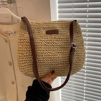 Ladies Fashion Summer Straw Crossbody Bag Women Beach Holiday Shopping Woven Shoulder Handbag Messenger Purses For Women Bags Quick Pick Grocers
