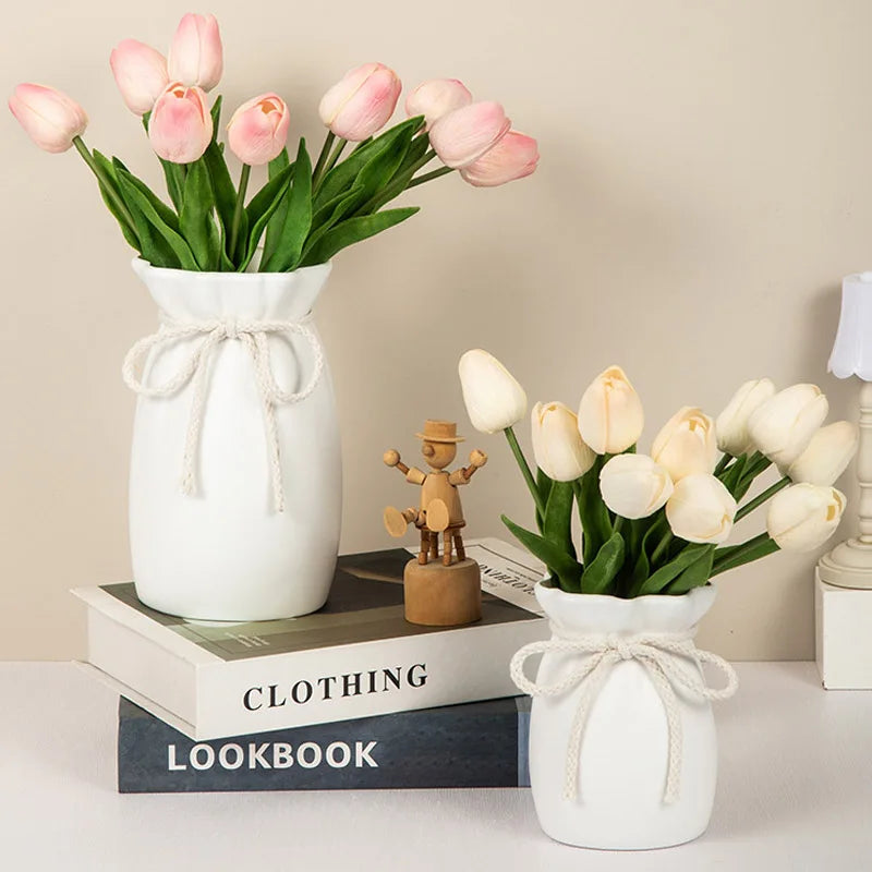 1Pc Bow Design Plastic Flower Vase Modern Art Nordic Decorative Vase  Used for Wedding, Living Room, Office, Bedroom Decoration Quick Pick Grocers