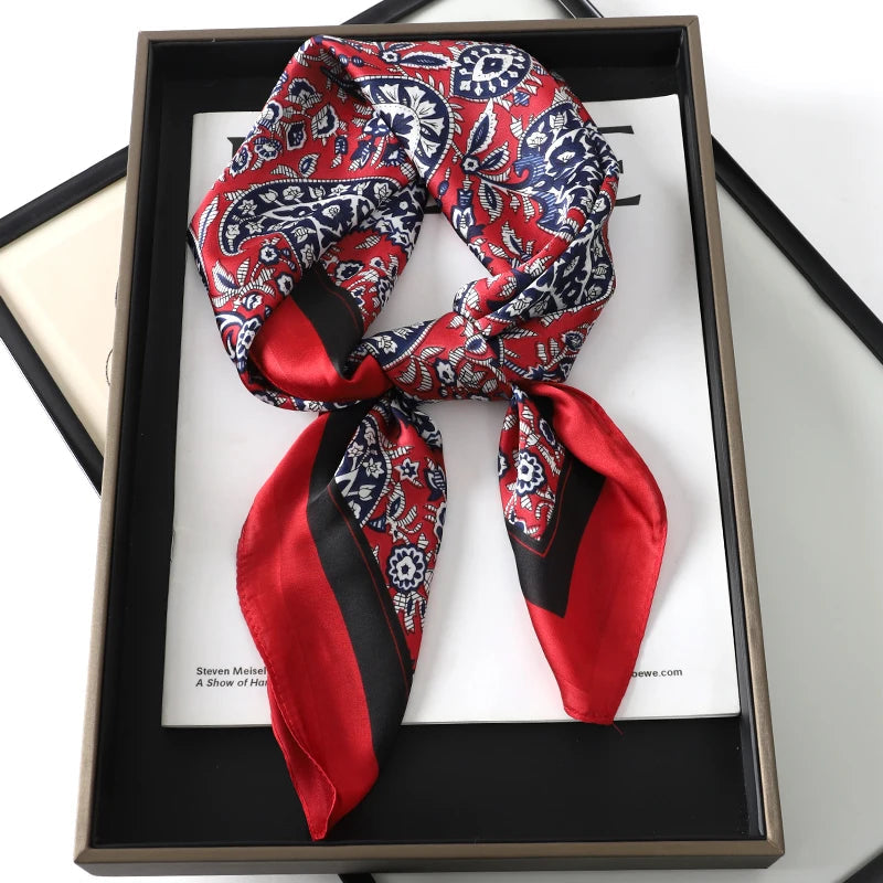 60Colors Luxury Scarf Women 70*70Cm Silk Feel Square Hair Wrapping Foulard Satin Shawl Big Size Head Bandana Hijab Handkerchief Quick Pick Grocers