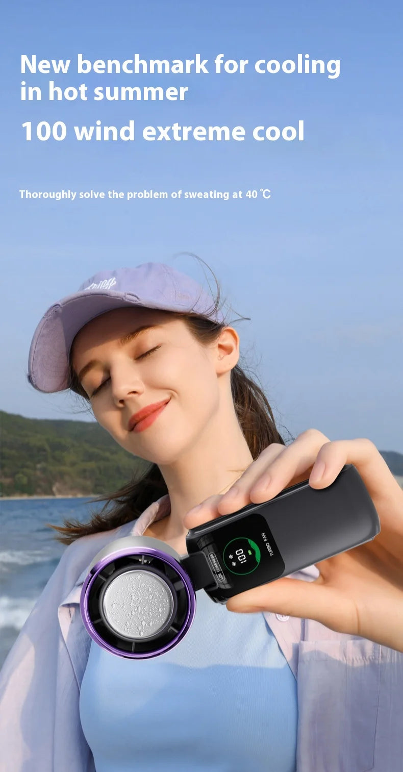Portable Cooling Fan, 5-Speed Strong Wind Foldable Neck Hanging Fan, 9H Long Battery 4000mAh Mini Air Cooler for Travel & Outdoo Quick Pick Grocers