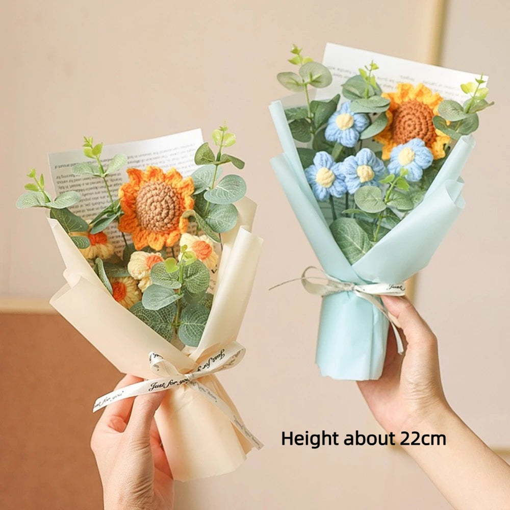 Artificial Flower Crochet Bouquet Handmade Anniversary Sunflower Daisy Bouquet Mothers Day Birthday Gift Eternal Flower Quick Pick Grocers