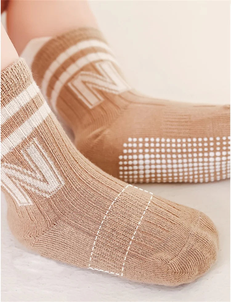 3Pairs/lot Children's Socks For Boys Girls Cotton Letter Kids Socks Casual Sport Girl Boy Toddler Baby Floor Short Sock Non-slip Quick Pick Grocers